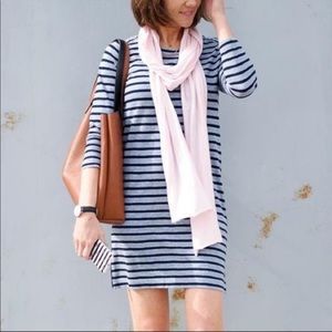 J Crew Blue and Gray Striped Zipper Dress